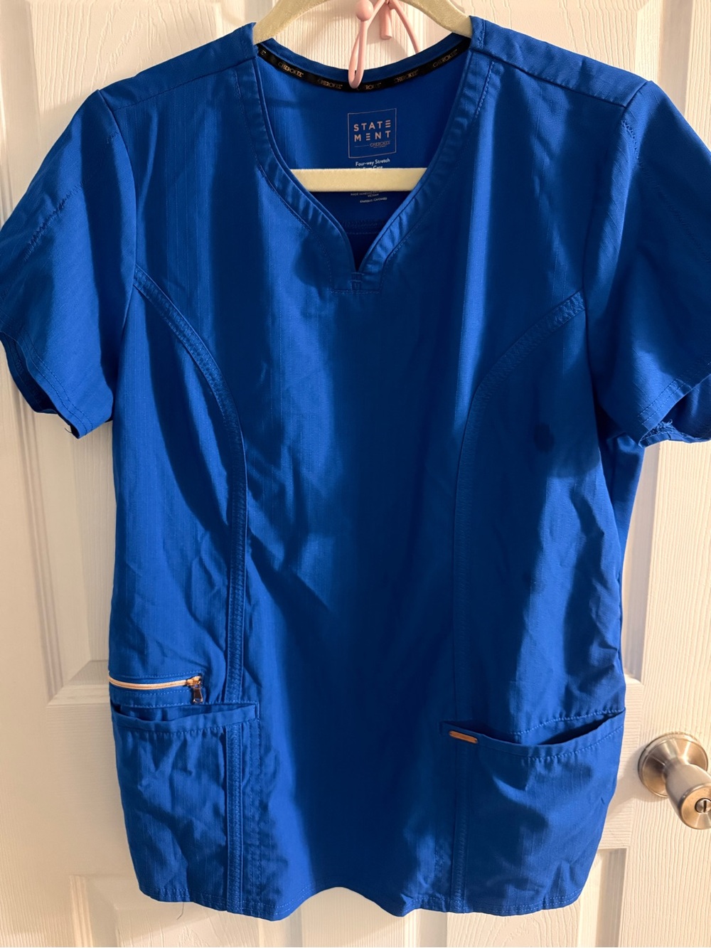 Statement Women’s Royal Blue V-Neck Short Sleeve Scrub Top